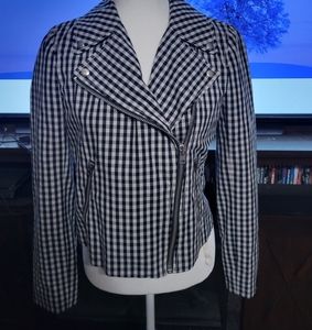 J. Crew Gingham Blazer with Zipper Detail